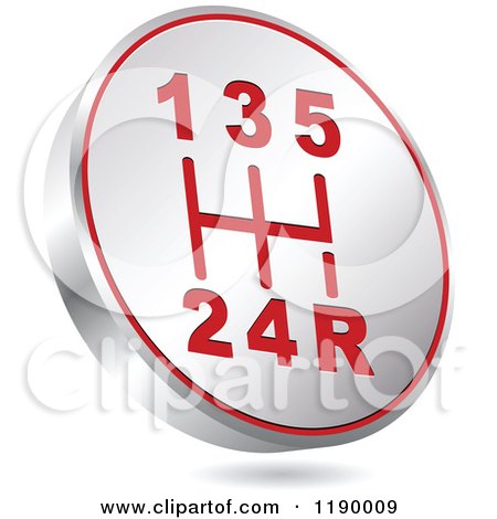 450x470 Clipart Of A Floating Round Silver And Red Gear Shift Icon