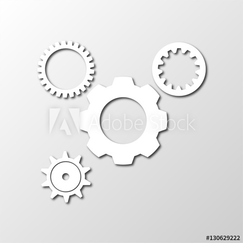 500x500 Simple White Gear Wheel Icon Vector On Grey Background