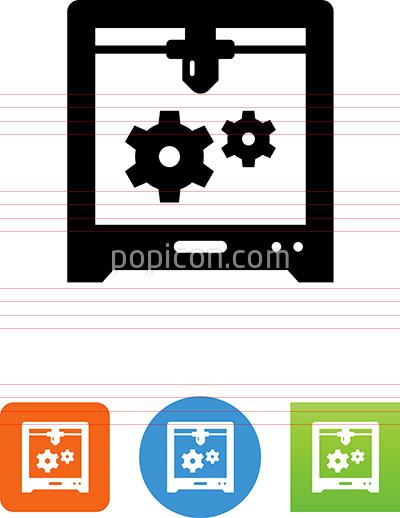 D Printer With Gears Icon 400x518 D Printer With Gears Icon