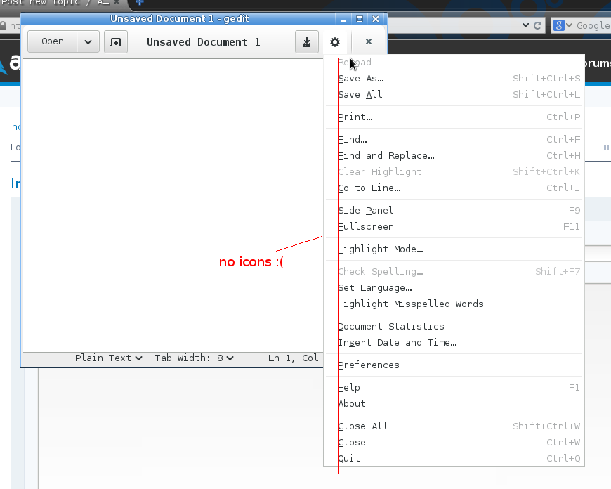 870x696 Gedit Menu Icons Not Appearing Applications Desktop