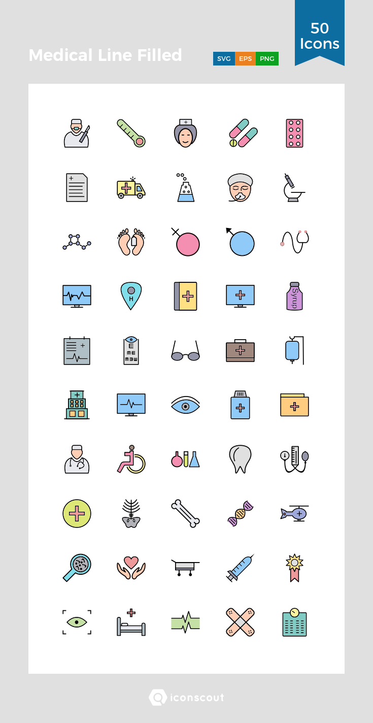 735x1424 Medical Line Filled Icon Pack
