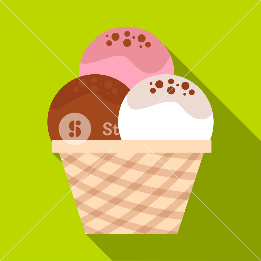 998x1000 Mixed Ice Cream Scoops In Waffle Bowl Icon Flat Illustration