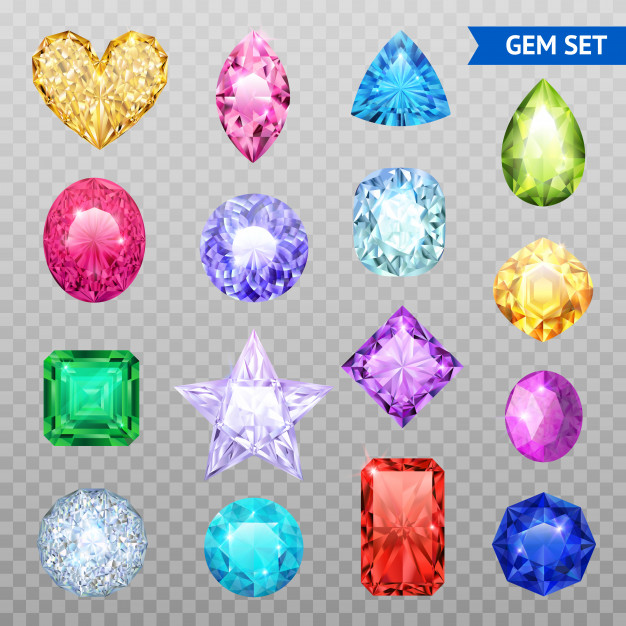 626x626 Colored Realistic And Isolated Gemstones Transparent Icon Set