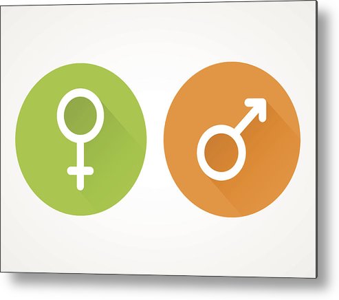 493x436 Female And Male Gender Icon Enclosed In A Circle Metal Print