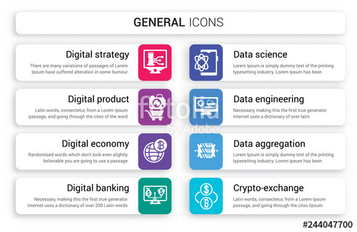 Set Of White General Icons Such As Digital Strategy, Product 500x325 Set Of White General Icons Such As Digital Strategy, Product