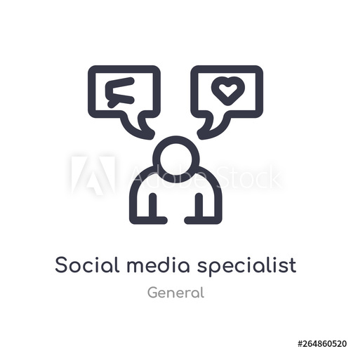 500x500 Social Media Specialist Outline Icon Isolated Line Vector