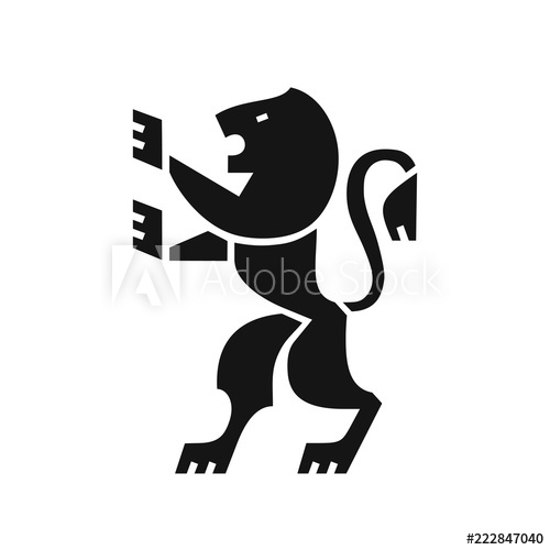 500x500 Heraldic Lion Black Icon, Coat Of Arms In Modern Flat Style