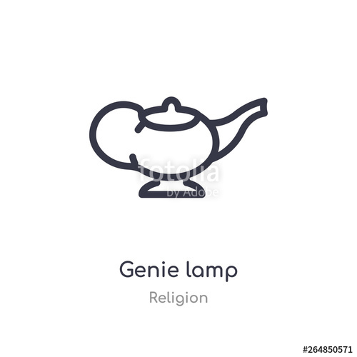 500x500 Genie Lamp Outline Icon Isolated Line Vector Illustration