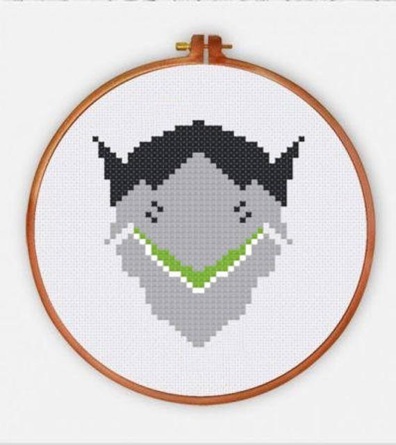 570x641 Pdf Pattern Small Overwatch Genji Icon Cross Stitch Etsy