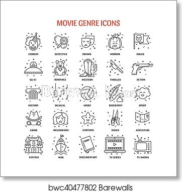 362x382 Film Genre Icon Set, Art Print Barewalls Posters Prints