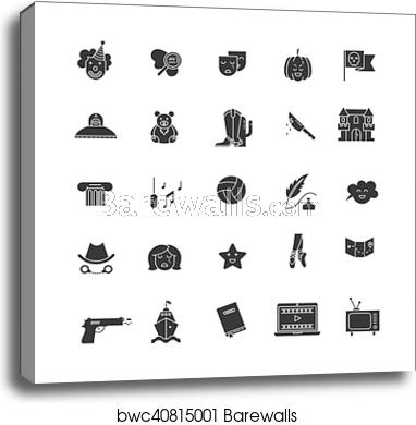 382x390 Film Genre Icon Set, Canvas Print Barewalls Posters Prints