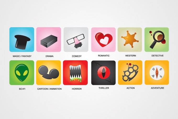 680x455 Free Movie Genres Vector Icons