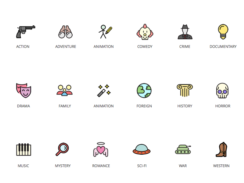 800x600 Movie Genre Icons