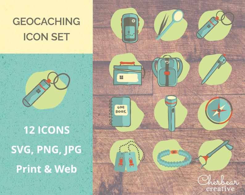 794x635 Geocaching Icon Set Geocaching Graphics Etsy