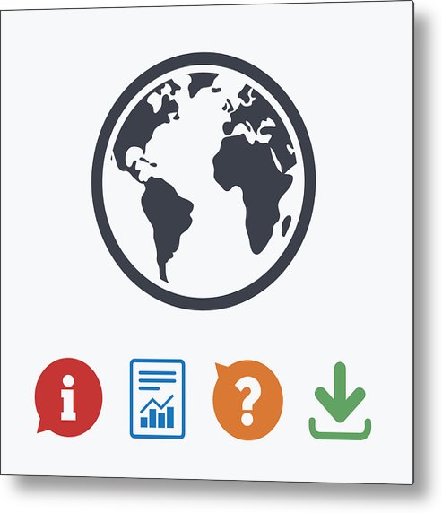 493x572 Globe Sign Icon World Map Geography Symbol Metal Print