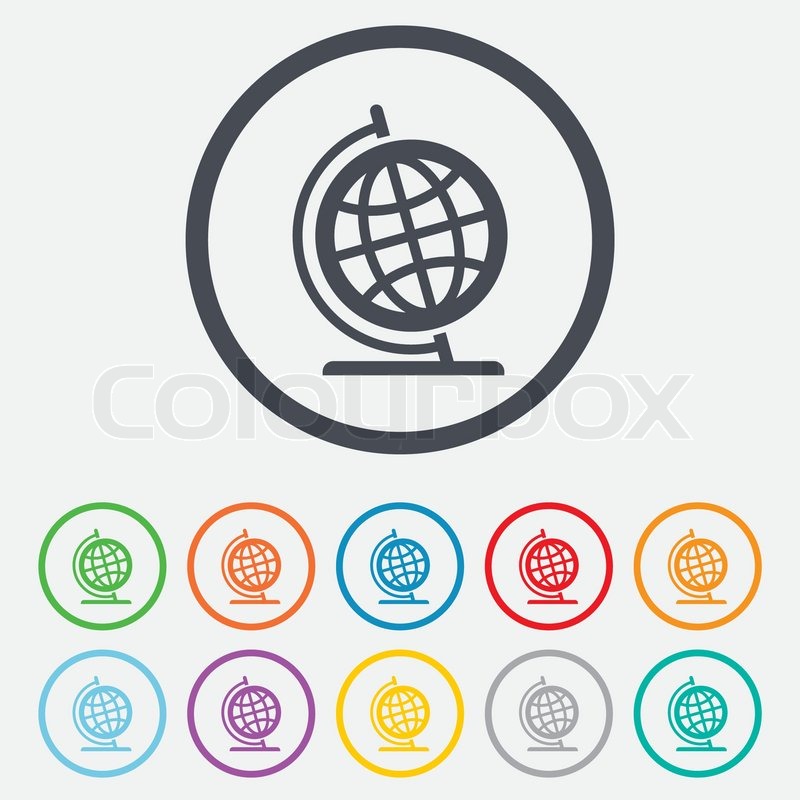800x800 Globe Sign Icon Geography Symbol Stock Vector Colourbox