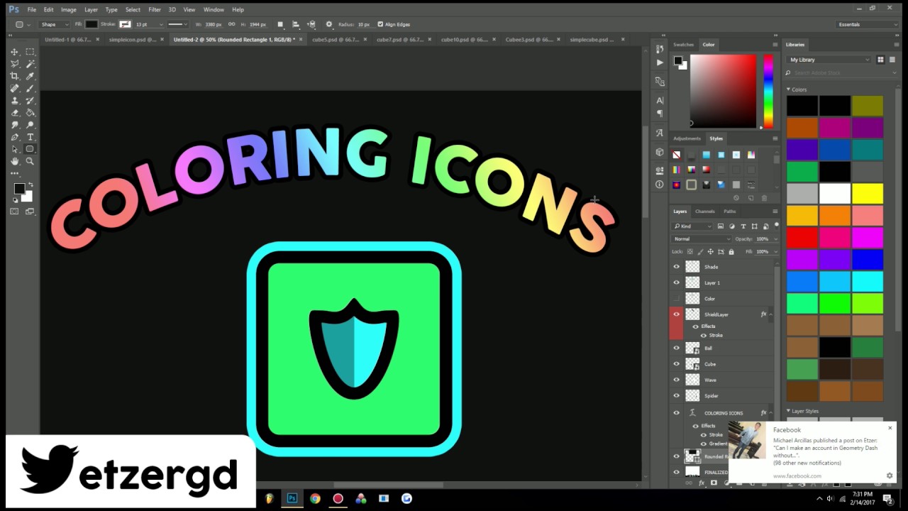 1280x720 Color + Shade Your Own Geometry Dash Icons