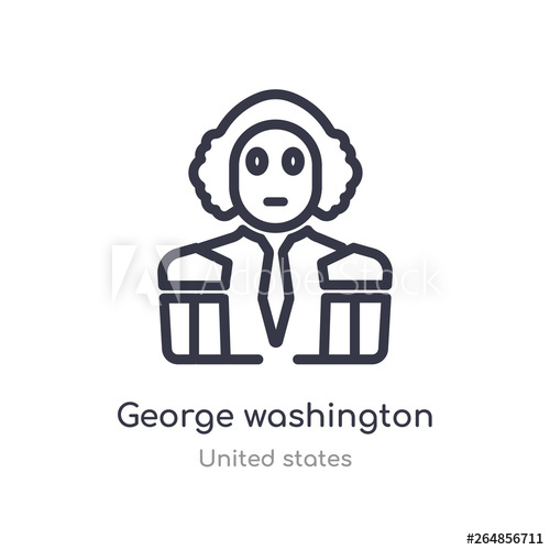 500x500 George Washington Outline Icon Isolated Line Vector Illustration