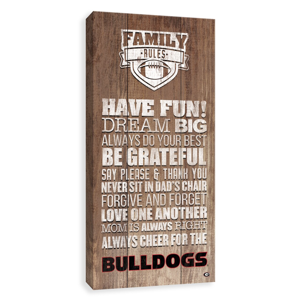 1280x1280 Georgia Bulldogs Family Rules Icon Wood