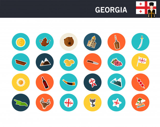Georgia Concept Flat Icons Vector Premium Download 626x500 Georgia Concept Flat Icons Vector Premium Download