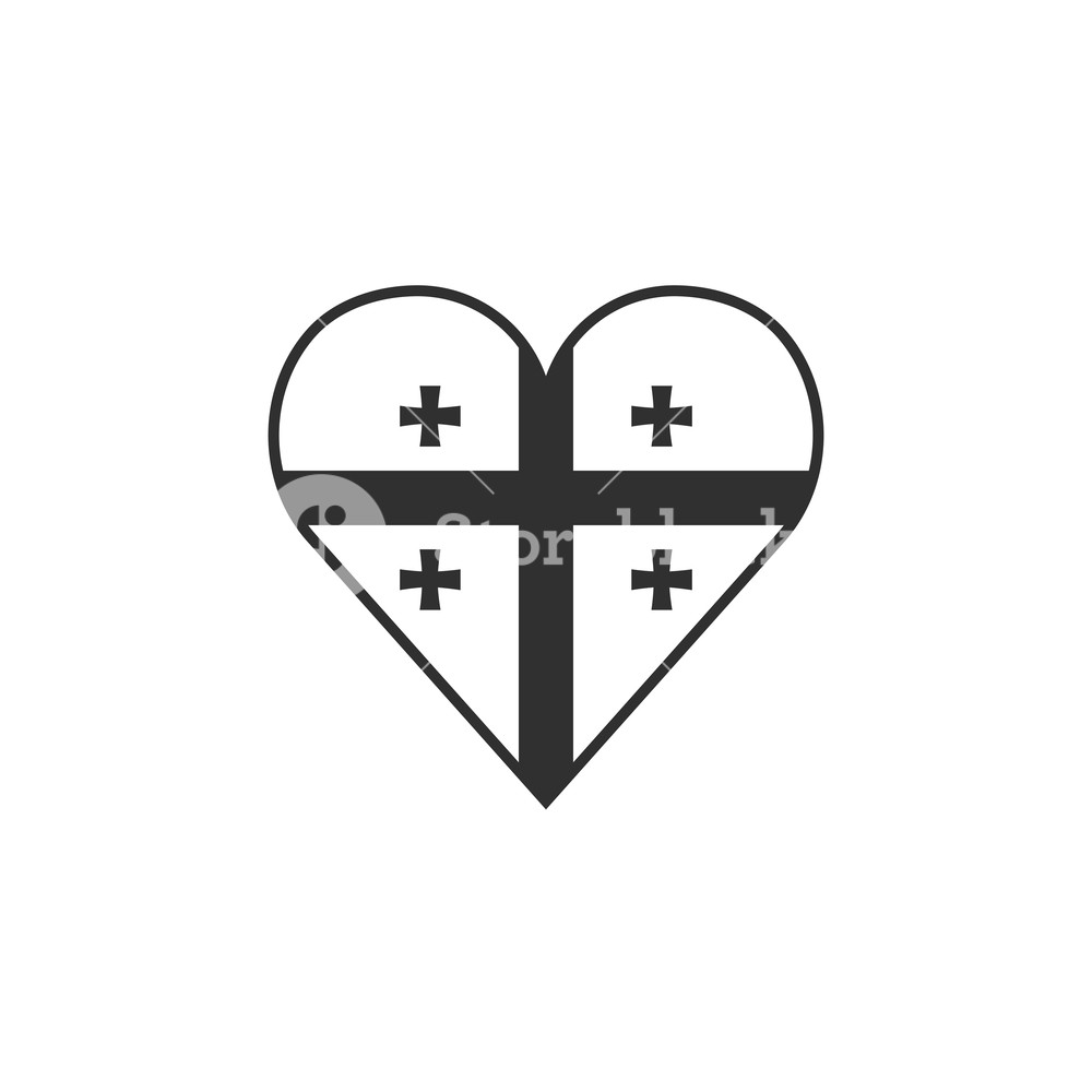 Georgia Flag Icon In A Heart Shape In Black Outline Flat Design 1000x1000 Georgia Flag Icon In A Heart Shape In Black Outline Flat Design