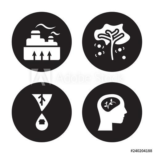 500x500 Vector Icon Set Geothermal Energy, Environment, Fruit Tree