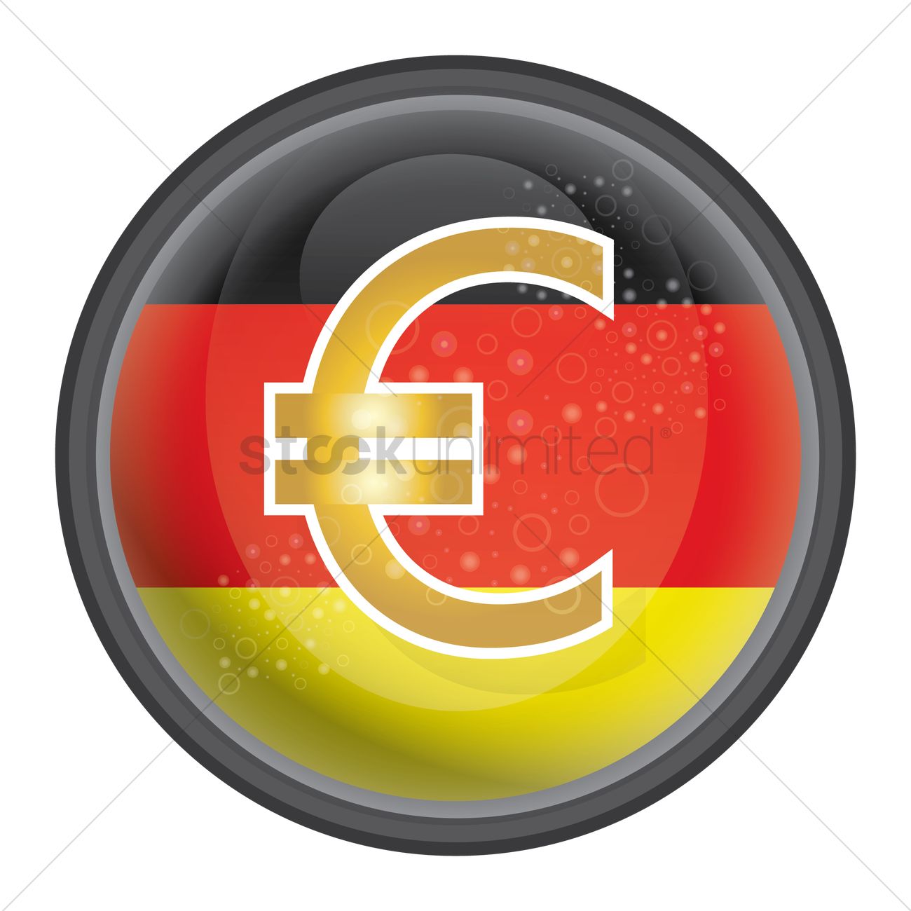 1300x1300 Euro Symbol With German Flag Icon Vector Image