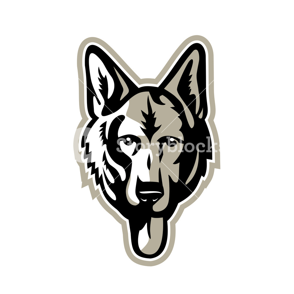1000x1000 Mascot Icon Illustration Of Head Of A German Shepherd, Alsatian