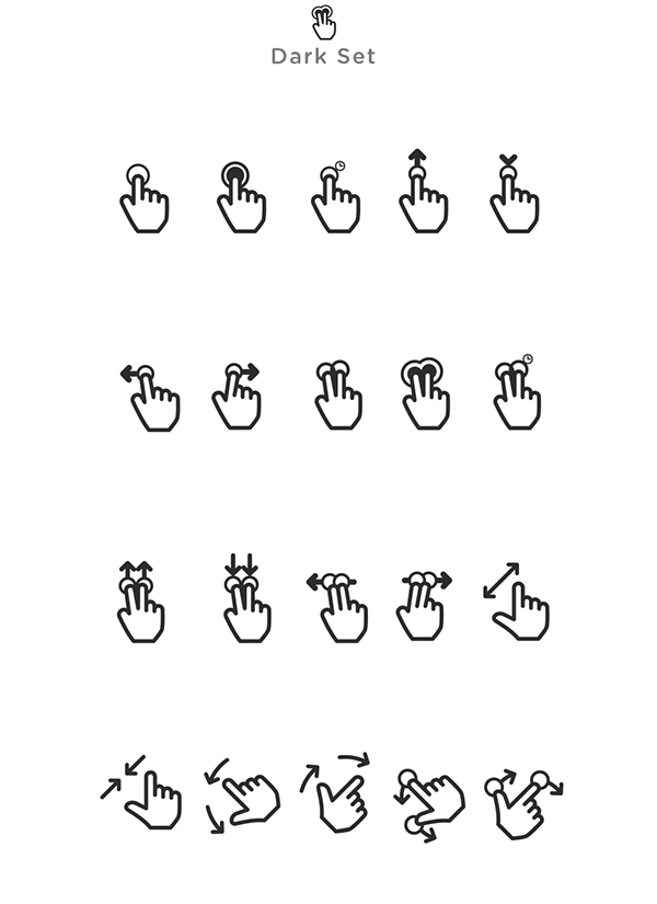 600x825 Flat Gesture Icons Pack