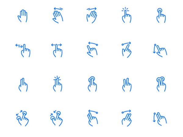 600x450 Gesture Icon Blue Vector Set Free Download