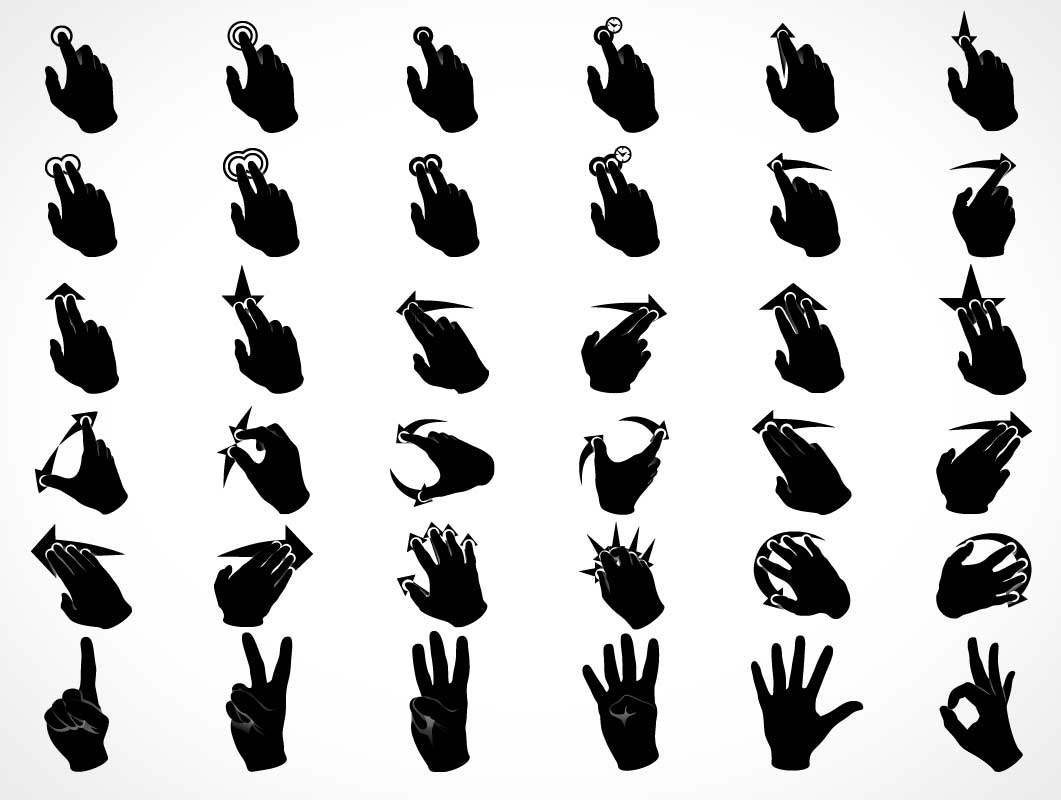 1061x800 Touch Gesture Icons Designed For Multi Touch Devices