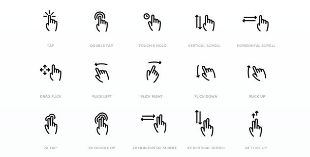630x320 Gesture Icons For Multi Touch Interfaces