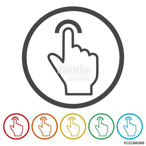 500x500 Touch Icon, Click, Hand Stickers Set Stock Image And Royalty
