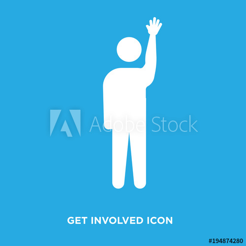 500x500 Get Involved Icon Isolated On Blue Background For Your Web, Mobile