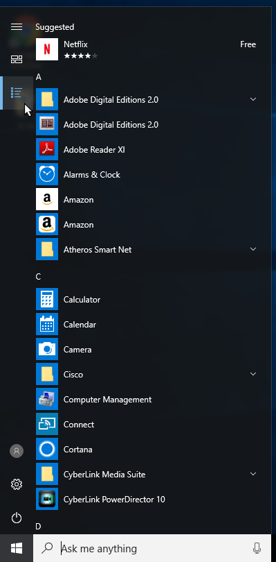 399x810 How To Use The New Show App List In Start Menu Feature In Windows