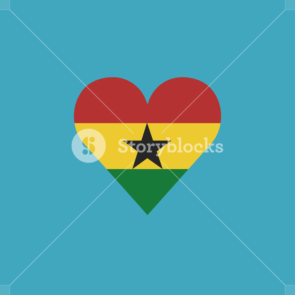 1000x1000 Ghana Flag Icon In A Heart Shape In Flat Design Independence Day