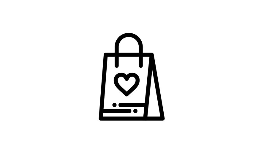 852x480 Shopping, Love, Gift, Bag Line Icon Motion Graphic Animation