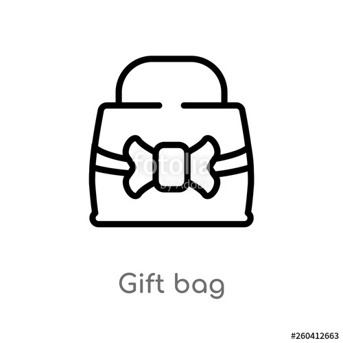 500x500 Outline Gift Bag Vector Icon Isolated Black Simple Line Element