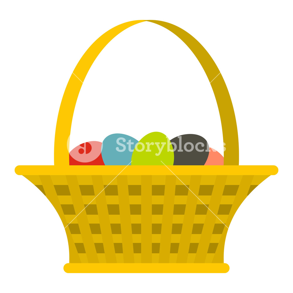 1000x1000 Easter Basket Icon Flat Isolated On White Background Illustration