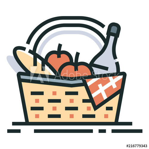 500x500 Picnic Basket Line Color Icon