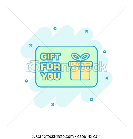 450x470 Cartoon Colored Gift Card Icon In Comic Style Gift Voucher