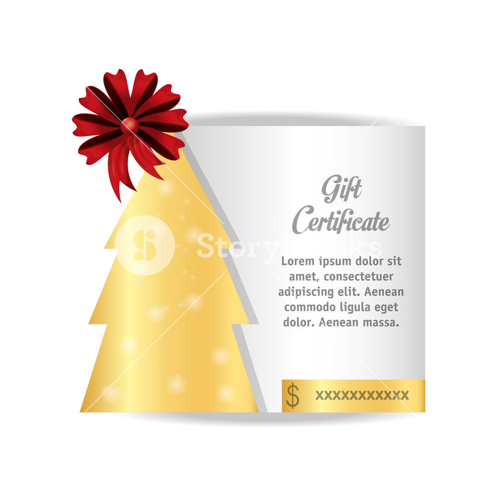 1000x1000 Gift Certificate With Christmas Tree Icon Over White Background