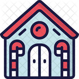 256x256 Gingerbread House Icon Of Colored Outline Style