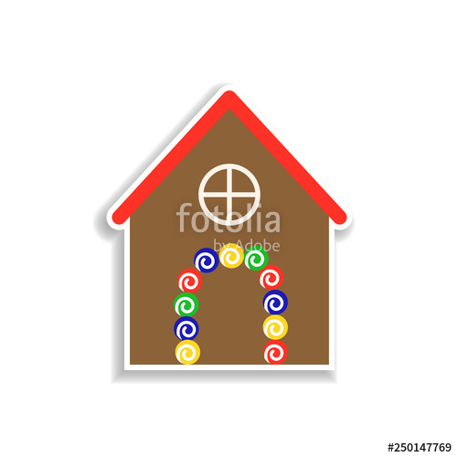 500x500 Gingerbread House Sticker Icon Elements Of Chrismas In Color