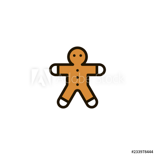 Outline Color Christmas Gingerbread Icon Isolated On White 500x500 Outline Color Christmas Gingerbread Icon Isolated On White