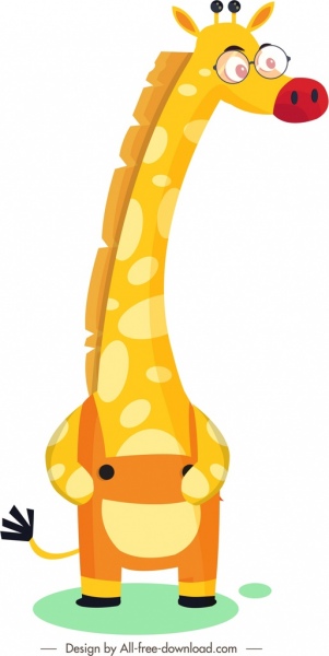 301x600 Giraffe Icon Cute Stylized Cartoon Character Eyeglasses Wearing