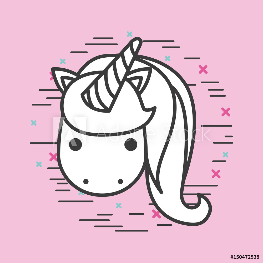 1000x1000 Photo Art Print Unicorn Girly Icon Over Colorful Background