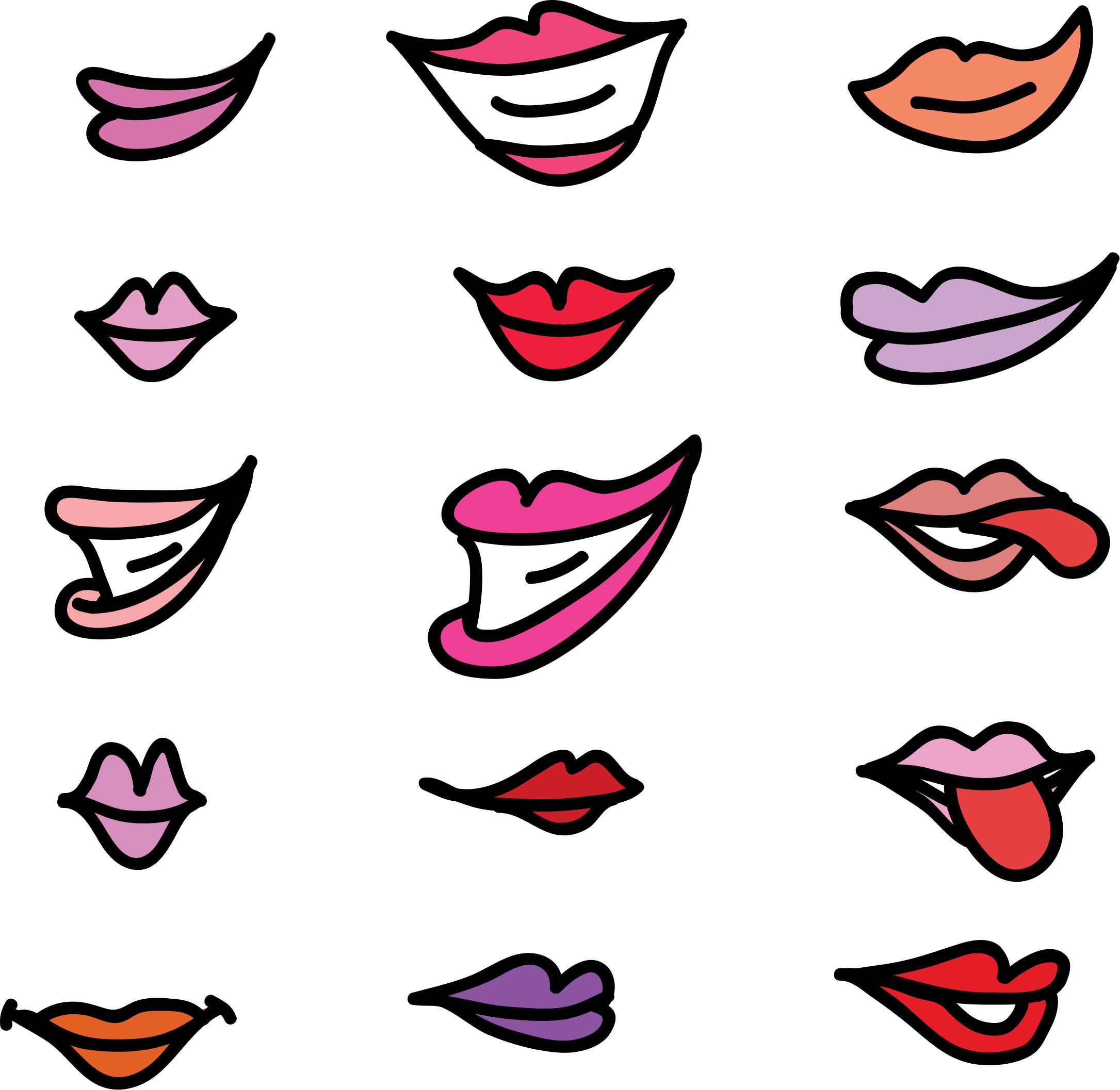 2171x2114 Set Of Girly Lips Icons Png