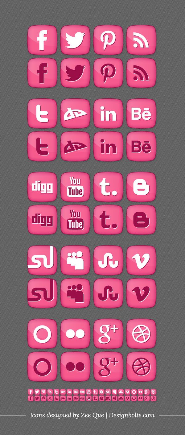 600x1410 Free Pink Girly Social Media Icons Free Social Media Icons