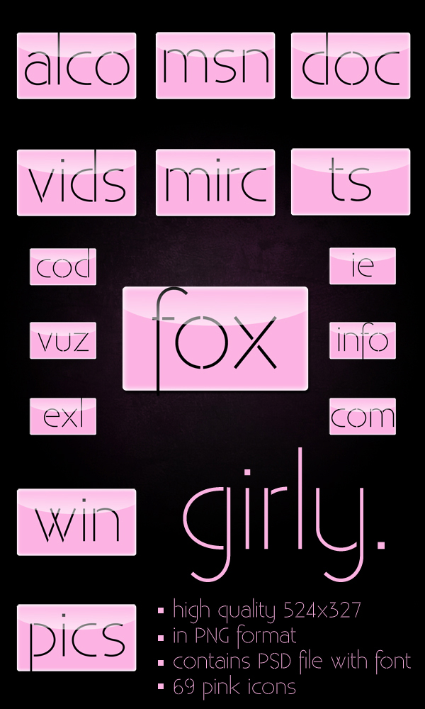 600x1000 Girly Dock Icon Pack